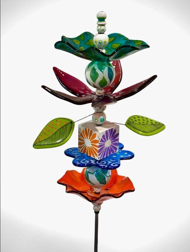 Garden stake &amp; Cactus pot by Debbi Elmer-Hill