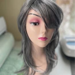 20&#39; grey with long fringe bangs