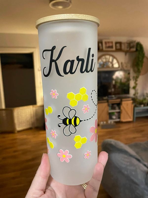 skinny tumbler glass-frosted