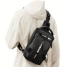 Unisex crossover bag with USB charging port