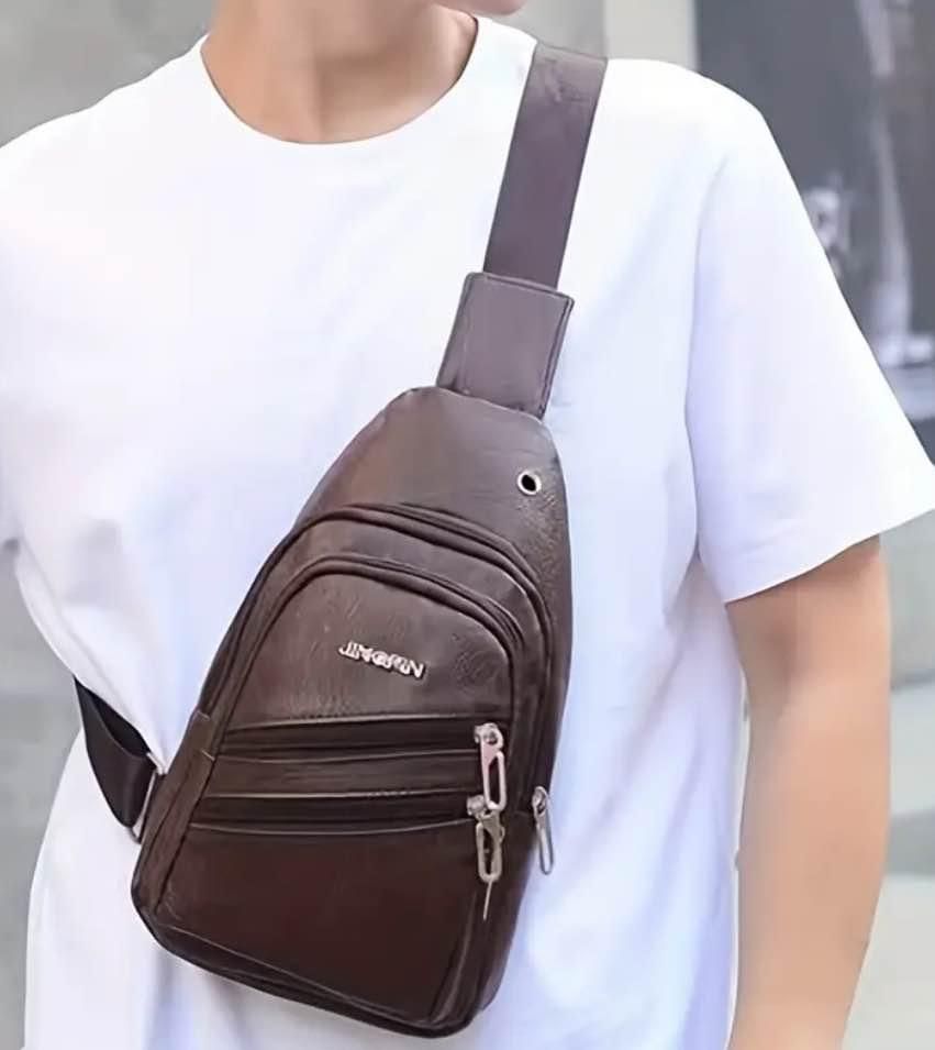 Brown or black unisex crossover bag