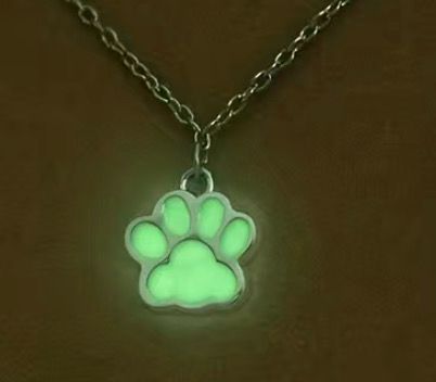 Glow In The Dark Paw Print Necklace