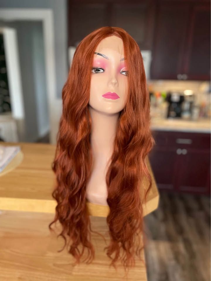 24&quot; Copper Red, heat resistant full front lace