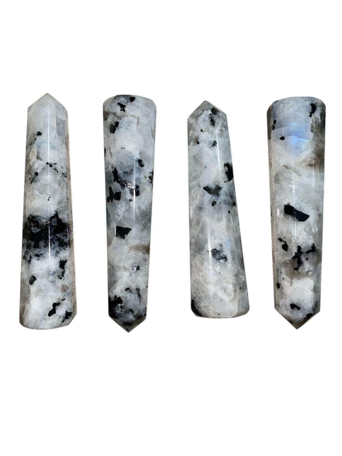 White Rainbow Moonstone Obelisk 4 Pcs Set