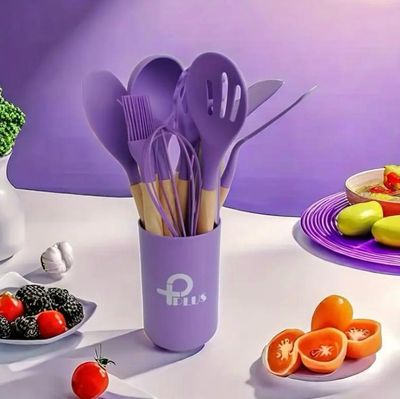 12pc Purple Premium Silicone Kitchen Utensil Set