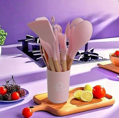 Pink 12pc Premium Silicone Kitchen Utensil Set