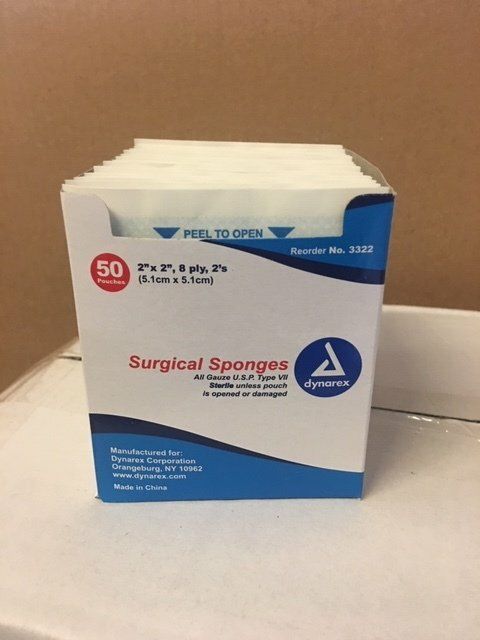 GAUZE 2X2 ST 2/PKG 50 PKG/BX