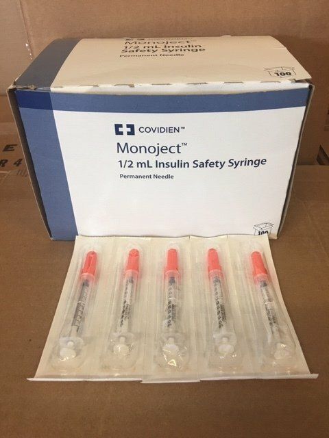 SYRINGE INSULIN SFTY.5cc 100/B