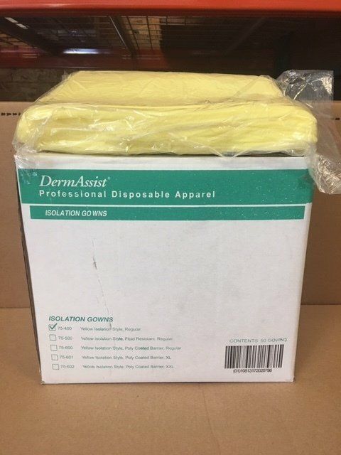 GOWN YELLOW ISOLATION 50/CS