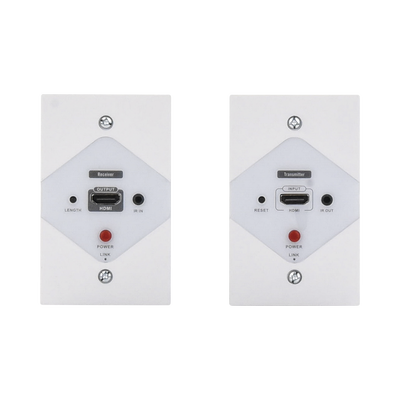 Kit Extensor HDMI en PLACAS DE PARED para distancias de 40 metros / Resolución 1080P @ 60 Hz / Cat 6/6A/ 7 / HDR/ Cero Latencia / Soporta Control Remoto / Placa de pared de 2.74 x 4.49” (tamaño están