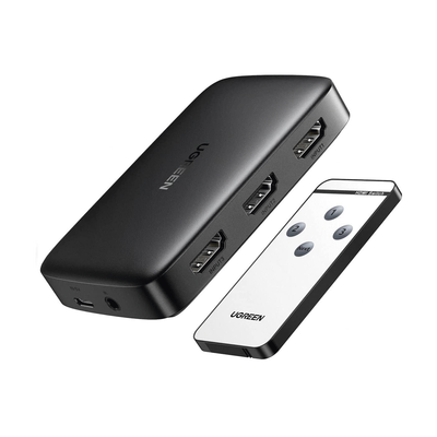Conmutador HDMI (Switch) 4K@30Hz | 3 Entradas a 1 Salida | 3D | Transmisión Estable | Incluye Control Remoto | Receptor de Infrarrojos | Indicador LED | Chip Inteligente | Incluye Cable Micro USB par