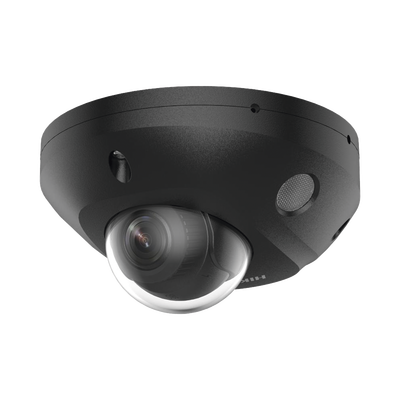 [Dual Light + 2 Micrófonos Integrados] Mini Domo IP 4 Megapixel / Color Negro / Lente 2.8 mm / 30 mts Luz Blanca + 30 mts IR / ACUSENSE / Exterior IP67 / IK08 /  WDR 120 dB / PoE / ONVIF / Alarmas I/