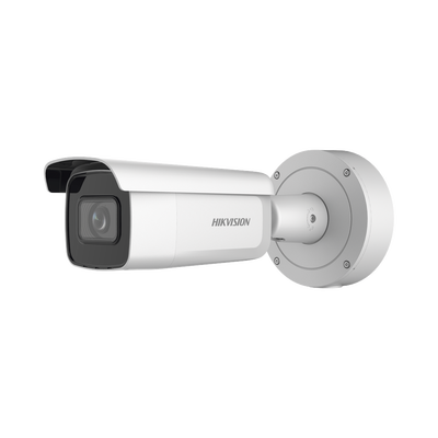 Bala IP 4 Megapixel / Lente Mot. 2.7 a 13.5 mm / 60 mts IR EXIR / Exterior IP67 / IK10 / Anticorrosivo / WDR 120 dB / PoE + / Micro SD / 4 Analíticos: AcuSense, Deteccion Facial, Conteo de Personas p