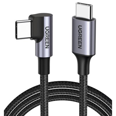 Cable USB-C a USB-C | 1 Metro | Conector con Ángulo Recto de 90° | Carga Rápida de hasta 60W | 480 Mbps | PD3.0 | QC4.0/3.0/2.0 | FPC | AFC | Protección Integrada| Caja de Aluminio | Nylon Trenzado |