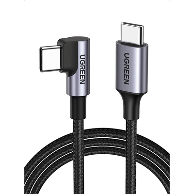 Cable USB-C a USB-C | 2 Metros | Conector con Ángulo Recto de 90° | Carga Rápida de hasta 60W | 480 Mbps | PD3.0 | QC4.0/3.0/2.0 | FPC | AFC | Protección Integrada| Caja de Aluminio | Nylon Trenzado 