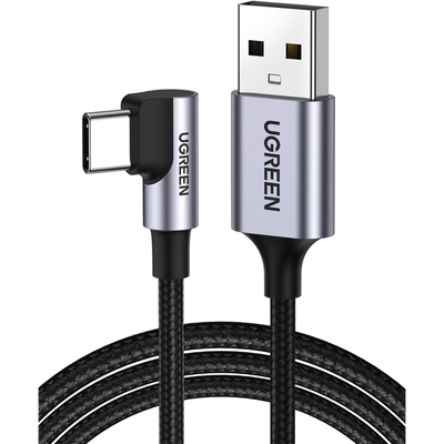 Cable USB-A a USB-C | 2 Metros | Conector con Ángulo Recto de 90° | Carga Rápida de hasta 60W | 480 Mbps | PD3.0 | QC /3.0/2.0 | FPC | AFC | Protección Integrada| Caja de Aluminio | Nylon Trenzado | 