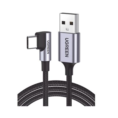 Cable USB-A a USB-C | 1 Metro | Conector con Ángulo Recto de 90° | Carga Rápida de hasta 60W | 480 Mbps | PD3.0 | QC4.0/3.0/2.0 | FPC | AFC | Protección Integrada| Caja de Aluminio | Nylon Trenzado |