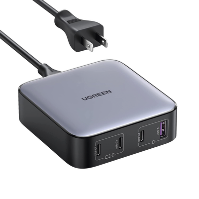 Cargador de Escritorio de 100W | 4 Puertos de Carga Rápida | 3 USB-C | 1 USB-A | Tecnología GaN II +SIC | Power Delivery 3.0 | Quick Charge 4.0 | Chip Confiable y Carga Inteligente | Optimiza la Expe