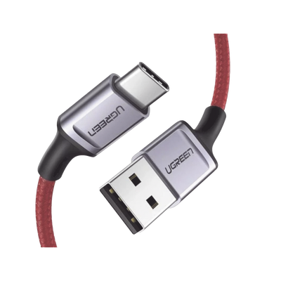 Cable USB-A a USB-C | 1 Metro | Carga Rápida QC 4.0/3.0/2.0 | FPC | AFC | Protección Integrada |  480 Mbps | Caja de Aluminio | Nylon Trenzado | Color Rojo | Ampliamente Sugerido para Carga Rápida HU