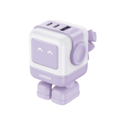 Cargador RobotGaN de 65W Serie Nexode | 3 Puertos de Carga Rápida | 2 USB-C | 1 USB-A | PD 3.0 | QC 4.0 | Carga Inteligente | Tecnología GaN II | Zapato Magnético Extraíble | Carcasa Ignifuga | Panta