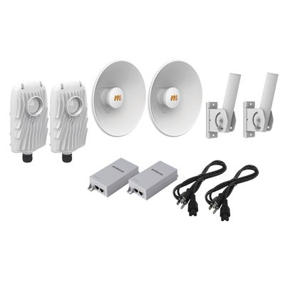 Kit de 2 radios B5X con kit de antenas de (25 dBi), rango de frecuencia extendida (4.9 a 6.4 GHz),  incluye inyector POE, cable de alimentación y 2 FLEXIMOUNT-XL para alineación, distancia de hasta 1