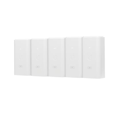 5 Unidades del Adaptador PoE Ubiquiti de 24 VDC, 0.5 A con puerto Gigabit, color blanco