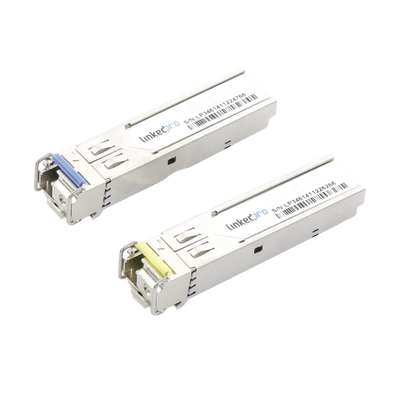 Transceptores Ópticos Industriales Bidireccionales SFP+ (Mini-Gbic) / Monomodo 1270 &amp; 1330 nm / 10 Gbps / 10GBASE / Conector LC/UPC Simplex / DDM / Hasta 20 km / 2 Piezas