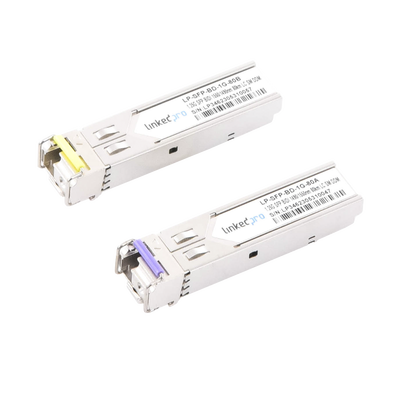 Transceptores Ópticos Bidireccionales SFP (Mini-Gbic) / Monomodo 1490 &amp; 1550 nm / 1.25 Gbps / 1000BASE-BX / Conector LC/UPC Simplex / DDM / Hasta 80 km / 2 Piezas 