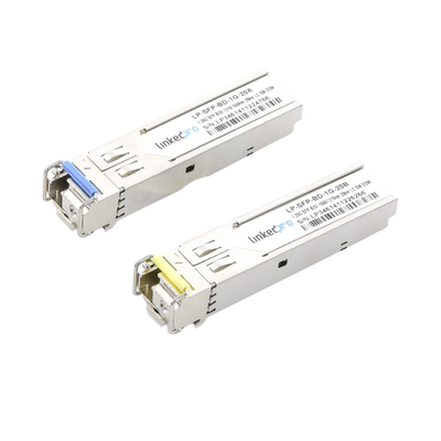Transceptores Ópticos Bidireccionales SFP (Mini-Gbic) / Monomodo 1310 &amp; 1550 nm / 1.25 Gbps / 1000BASE-BX / Conector LC/UPC Simplex / DDM / Hasta 20 km / 2 Piezas 