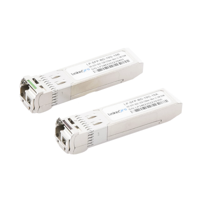 Transceptores Ópticos Bidireccionales SFP+ (Mini-Gbic) / Monomodo 1270 &amp; 1330 nm / 10 Gbps / 10GBASE-BX / Conector LC/UPC Simplex / DDM / Hasta 10 km / 2 Piezas 