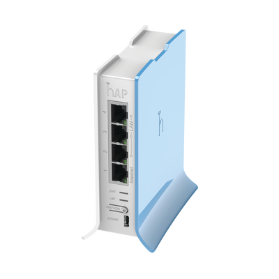 (hAP lite TC) 4 Puertos Fast Ethernet, Wi-Fi 2.4 GHz 802.11 b/g/n y base tipo Torre