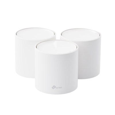 Kit 3 Routers Inalámbricos MESH Interior para Hogar / Doble Banda Wi-Fi 6 AX1800 Mbps / 2 Puerto Gigabit WAN/LAN / 2 Antenas Internas / Administración Mediante la App Deco (iOS, Android) / Protección