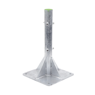 Base para Mástil Hasta 2&quot; con Opresores, Base de 50 x 50 cm y Tubo de 80 cm Ced. 30. Galv. Inmersión.