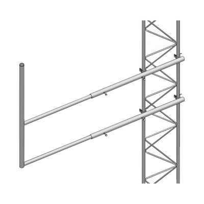 Brazo tipo &quot;F&quot; para tramos STZ-45G, galvanizado por inmersión caliente.