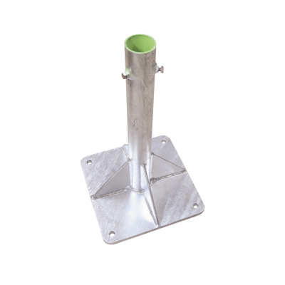 Base para Mástil Hasta 2&quot; con Opresores, Base de 30 x 30 cm y Tubo de 50 cm Ced. 30. Galv. Inmersión.