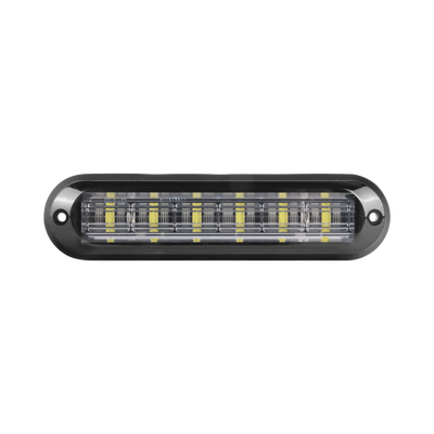 Luz Auxiliar Ultra Brillante  IP67 de 6 LEDs, Color Rojo/Claro, con mica transparente y bisel negro