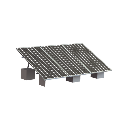 Montaje para 3 Panel Solar, Riel &quot;8&quot; de 4050mm para Módulos con Espesor de 35mm, Velocidad de Viento Máx. 136km/h (20° a 45°)