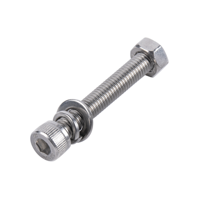 Tornillo Allen Milimétrico de Acero Inoxidable  M8-1.25 x 20 / Incluye Tuerca, Arandela Plana y Arandela Presión / Para Montajes de Módulos Solares / Bolsa con 6 piezas.