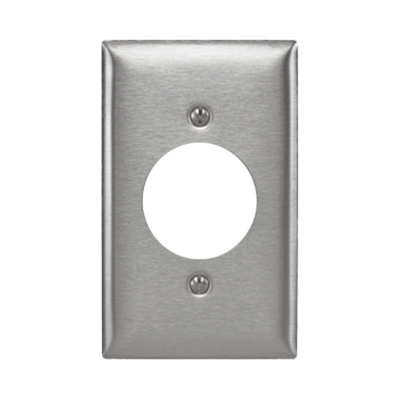 Placa para Receptaculo Sencillo 20 y 30 A de Media Vuelta/ 1.6&quot; (40 mm) / Acero Inoxidable.