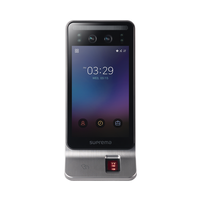 Lector Multi-tecnologia con detector de cubrebocas- Reconocimiento Facial, Huella, Tarjeta Móvil y lector de RFID(125kHz EM &amp; 13.56 Mhz MIFARE)  Compatible con BioStar2,  Uso para Control de Acceso y