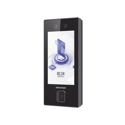 Terminal Facial Min Moe con LECTOR DE QRs FISICO Ultra Rápido  y Tarjetas MIFARE / 3000 Rostros / Pantalla 4.5&quot; / Administrable en la Nube con HikConnect Teams  / Exterior IP65  / PoE / WiFi