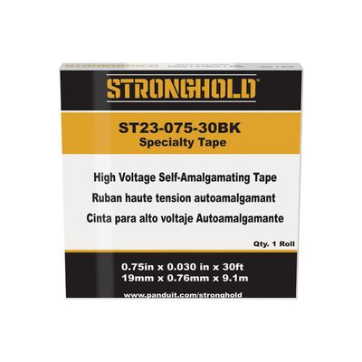 Cinta Eléctrica STRONGHOLD para Aislar de Caucho EPR, Autofusionable, Uso Industrial en Uniones de Alto Voltaje y Temperatura, Grosor 0.76mm (30 mil), Ancho 19mm, y 9.1m Largo, Color Negro. Superior 