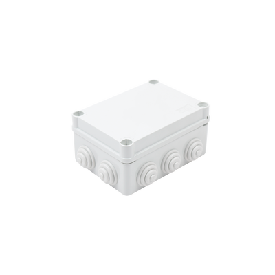 Caja de derivación de PVC Auto-Extinguible con 10 entradas, tapa y tornillo de media vuelta de 1/4&quot;, 150x110x70 mm (5.9 x 4.3 x 2.7 in), Para Exterior (IP55)