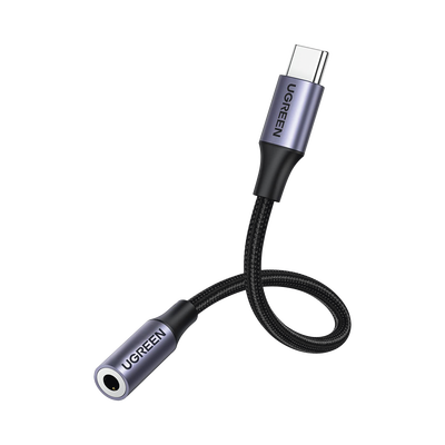 Adaptador USB Tipo C a Jack 3.5mm | Cable de 10 cm | Soporta CTIA/OMTI | HiFi | Plug &amp; Play | Funda Anti Torceduras | Carcasa de Aluminio | Nylon Trenzado | Llama, Escucha Música y Controla.
