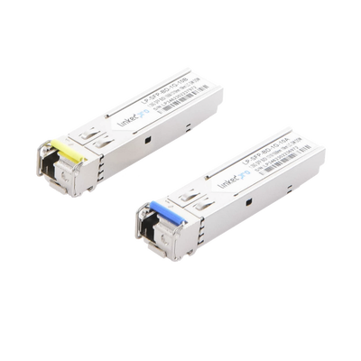 Transceptores Ópticos Bidireccionales SFP (Mini-Gbic) / Monomodo 1310 &amp; 1550 nm / 1.25 Gbps / 1000BASE-BX / Conector LC/UPC Simplex / DDM / Hasta 10 km / 2 Piezas 