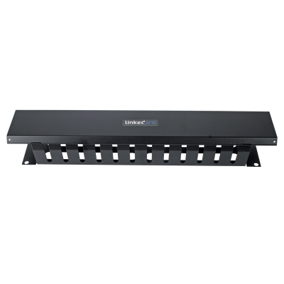 Organizador de Cables Horizontal de 2U para Rack de 19&quot; con Cubierta Metálica