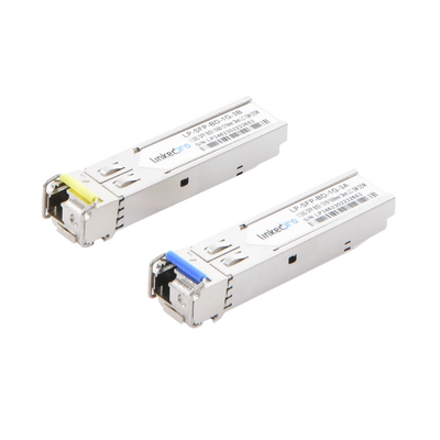 Transceptores Ópticos Bidireccionales SFP (Mini-Gbic) / Monomodo 1310 &amp; 1550 nm / 1.25 Gbps / 1000BASE-BX / Conector LC/UPC Simplex / DDM / Hasta 3 km / 2 Piezas 