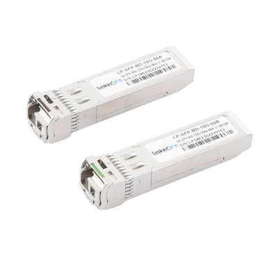 Transceptores Ópticos Bidireccionales SFP+ (Mini-Gbic) / Monomodo 1270 &amp; 1330 nm / 10 Gbps / 10GBASE-BX / Conector LC/UPC Simplex / DDM / Hasta 60 km / 2 Piezas 