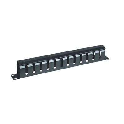 Organizador de Cables Horizontal de 1U para Rack de 19&quot; con Cubierta Metálica