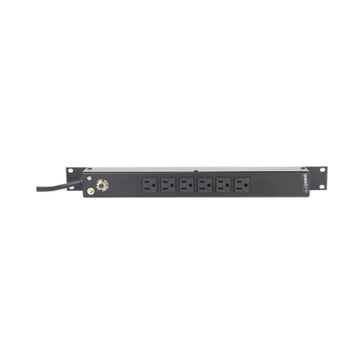 Tomacorriente Horizontal (PDU) de 6 Contactos (NEMA 5-15R) Rack 19&quot; 1UR. Voltaje Entrada/Salida: 120Vca/15A